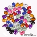 8x13mm teardrop acrylic crystal gems in random mixed colors for DIY sewing 100pcs - Teardrop Sew-on Rhinestone / 8x13mm (Pack of 100) / Random Mixed Colors