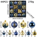 Set mit 44 blau-goldenen Weihnachtskugeln mit Hirsch- und Schneeflockenmotiven - 44-teiliges Set / Blau Gold