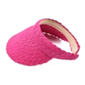 Detail of rose pink woven visor showing textured straw fabric and interior sweatband - Rose Red