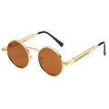 Occhiali da sole steampunk rotondi con montatura in metallo dorato e lenti marroni unisex - Montatura Oro Lente Tè