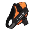 Adjustable orange K9 dog harness with reflective strips and custom name patch - Orange