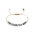 Bracciale intrecciato boho regolabile con perle in pietra naturale e dettagli oro - Agata Muschiata / Corda Intrecciata Marrone