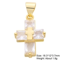 Golden copper cross pendant with cubic zirconia inlay and 18.3*12mm dimensions - Pendant 1-X2470 (Gold Clear Zirconia Cross)