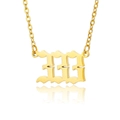 Gold angel number 333 pendant necklace in vintage Old English font with delicate chain - 333 Necklace / Gold