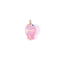 Pink handmade glass fish charm with purple wave patterns and blue eye for DIY jewelry - Gold Purple (Single Hole 9#)