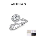 Sparkling S925 sterling silver moissanite ring with elegant branch crown design - US Size 5 / Silver