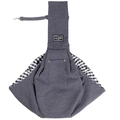 Detail view of grey pet sling with safety buckle and adjustable wide shoulder strap - With Phone Pocket / Dark Grey-Fleece