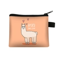 Polyester kids coin purse featuring cartoon alpaca print and Alpaca One Love text in orange - Gradient Orange Alpaca One Love
