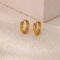 Vintage style gold woven twist hoop earrings with textured finish for women - Gold Braided Twist Texture