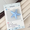 Barrette étoile de mer bleu clair avec texture réaliste présentée sur une carte déco - Bleu Vacances