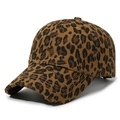 Casquette de baseball à motif léopard avec visière usée et design classique à six panneaux - Réglable / Léopard Café Clair