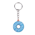 Portachiavi a ciambella celeste in PVC morbido con glassa bianca e anello argento - Stile ydd-2
