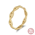 925 sterling silver interlocking triple band ring in polished gold finish for women - US 5 / Pig Nose Chain Style (GAR03) / 14K Gold
