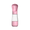 Portable pink dog water bottle with integrated drinking bowl and transparent tank storage - Pink Food Storage 490ml
