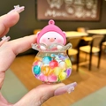 Close-up of pink pig cartoon charm with liquid drifting bottle and colorful beads - Without Buckle Style / Multicolor