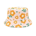 Dettagli della stampa floreale sul cappello da sole in cotone rosa per bambini - Rosa Chiaro