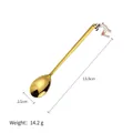 Golden 304 stainless steel coffee spoon with elk pendant and 13.5cm long handle - Gold Christmas Elk