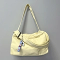 Sac de sport jaune pâle avec pendentif astronaute et ruban fusée bleue décorative - Jaune + Astronaute