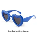 Fashionable heart-shaped sunglasses with bright blue frames and grey lenses - Blue Frame Grey Lens