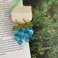 Elegant grape-shaped long beaded drop earrings featuring translucent blue and green beads - Blue-Green Translucent Grape Shape (7#)