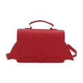 Unique red bat-shaped crossbody handbag with wing-cut design and top handle for women - Red