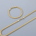 Conjunto de joyas de acero inoxidable dorado con collar y pulsera de cadena de trigo - Pulsera 18+5CM / Dorado