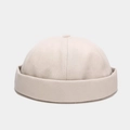 Gorro docker minimalista de algodón beige sin ala con un perfil de estilo marinero - Ajustable / Beige