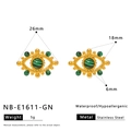 Waterproof gold-plated stainless steel eye earrings with green malachite stone - Green Gemstone Evil Eye Stud Style (NB-E1611-GN)