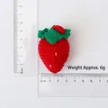 Handmade knitted strawberry keychain charm, red yarn fruit with green leaves, weight approx 6g - Combed Cotton Knitted Strawberry