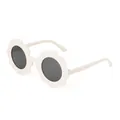 Kids flower-shaped sunglasses in cream white finish with dark grey round lenses - Off White