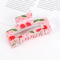 Pinza per capelli rettangolare rosa con motivo a ciliegia e design ritagliato su base - Morsetto Rettangolare In Ciliegio 2# / Imballaggio Individuale