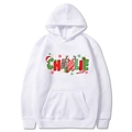 Felpa bianca con cappuccio natalizia per uomo e donna con stampa Charlie e renne - S / Bianco