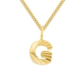 Goldene 2mm Gliederkette mit strukturiertem Buchstaben G Anhänger für Damen - Gold (G)