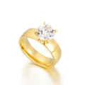 Anillo de oro pulido con diamante cuadrado de corte cojín y engaste de cuatro garras - US 6 / Dorado