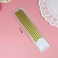 Detail of 6-pack gold and white 11cm thin cylinder candles for birthday cake decoration - C6 Pencil Shape-8PCS / Gold