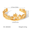 Detailansicht eines goldenen Ozean-Armreifs mit Maßen und Meereslebewesen-Motiven - Goldenes Ozean-Themen-Stil (HC-B20326)