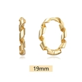 Polished 19mm gold twisted hoop earrings with elegant rope texture on white background - 19mm / Gold