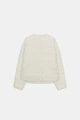 Détail du matelassage ondulé et col rond sur veste décontractée beige pour femme - XS / Ivoire