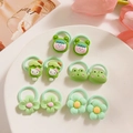 Lot de 4 paires d'élastiques verts pour enfants avec breloques en résine chat et grenouille - Ensemble De 10 Pièces Grenouille Fleur 8#