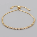 Verstellbares goldenes Tennisarmband mit Zirkonia-Kristallen und Gleitverschluss - Weiß Rund Zirkon Stil (SL0008) / Gold