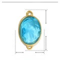 Technical dimensions of light blue zircon pendant in gold stainless steel frame - Gold Blue Oval (YE174)