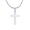 Minimalist silver cross pendant necklace with hollow design and woven chain for men - NMN05-Hollow Cross Silver