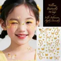 Yellow Aurora Butterfly and Rhinestone Face Sticker Set for Creative Makeup Looks - Yellow Butterfly Wing Style