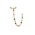 Eleganter vergoldeter Quasten-Ohrclip mit bunten Zirkonia-Steinen für stilvolle Frauen - Mehrfarbiger Goldstil(JQH0319-GG-1-SI)