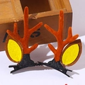 Barrettes à cheveux bois de renne orange avec mignonnes oreilles jaunes pour Noël - T2-14 Oreille Jaune (Marron) / Une Paire