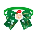 Green Christmas dog bow tie with Santa Claus head and gold Merry Christmas print - Green Santa Claus Printed Style(BT351-5)