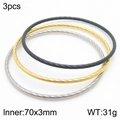 Three-piece twisted rope bangle set in black, gold, and silver finishes, 70mm diameter - Tricolor Set (3 Pcs)