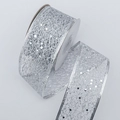Sparkling silver sequin mesh ribbon on roll for Christmas gift wrapping and decor - 5cm*10 Yards / Silver