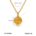 Collana in acciaio al titanio dorato con ciondolo a raggiera da 15mm e catena - Stile Rotondo (HC-N40008) / Oro