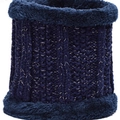 Dark blue knitted neck warmer with gold metallic thread and thick fleece lining - One Size / Neck Warmer Navy Blue